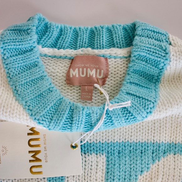 Show Me Your Mumu Ski in Sweater Blue/White Ski Sweater NWT - Picture 4 of 12